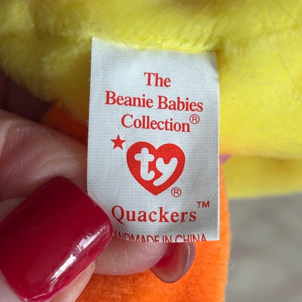 NWT VTG Color Me Beanie White Bunny and Quackers Yellow Duck TY‎ Plush Toys